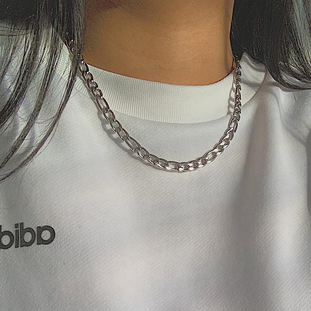 LUDWIG XL. Chunky Silver Figaro Chain Necklace