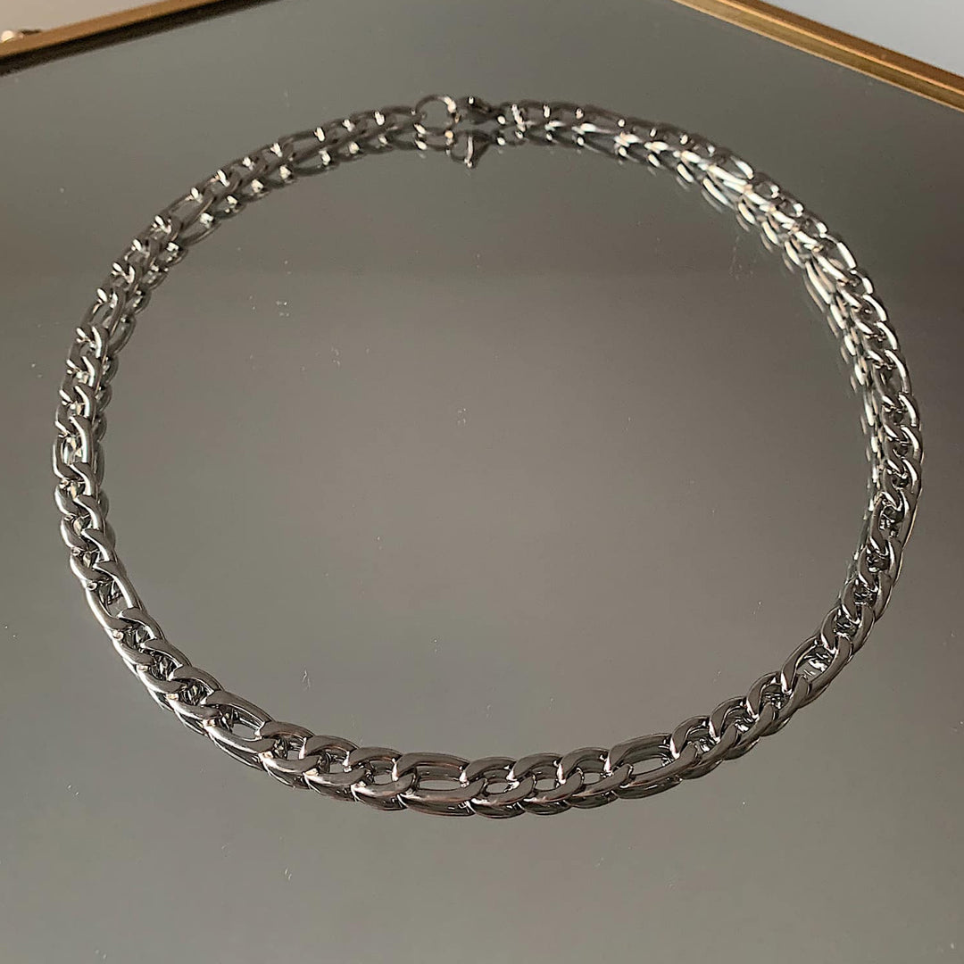 LUDWIG XL. Chunky Silver Figaro Chain Necklace