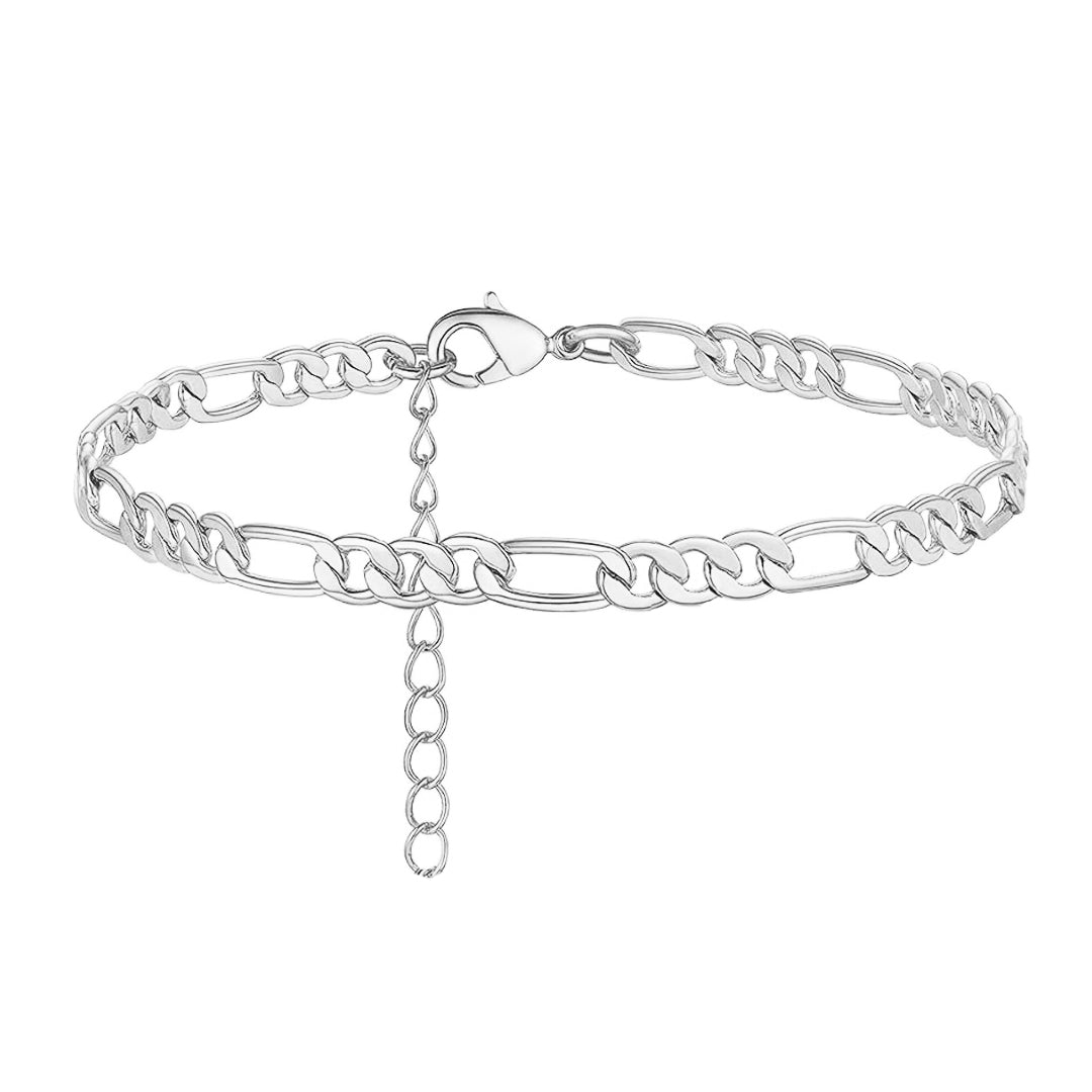 LUDWIG XL. Silver Figaro Chain Anklet