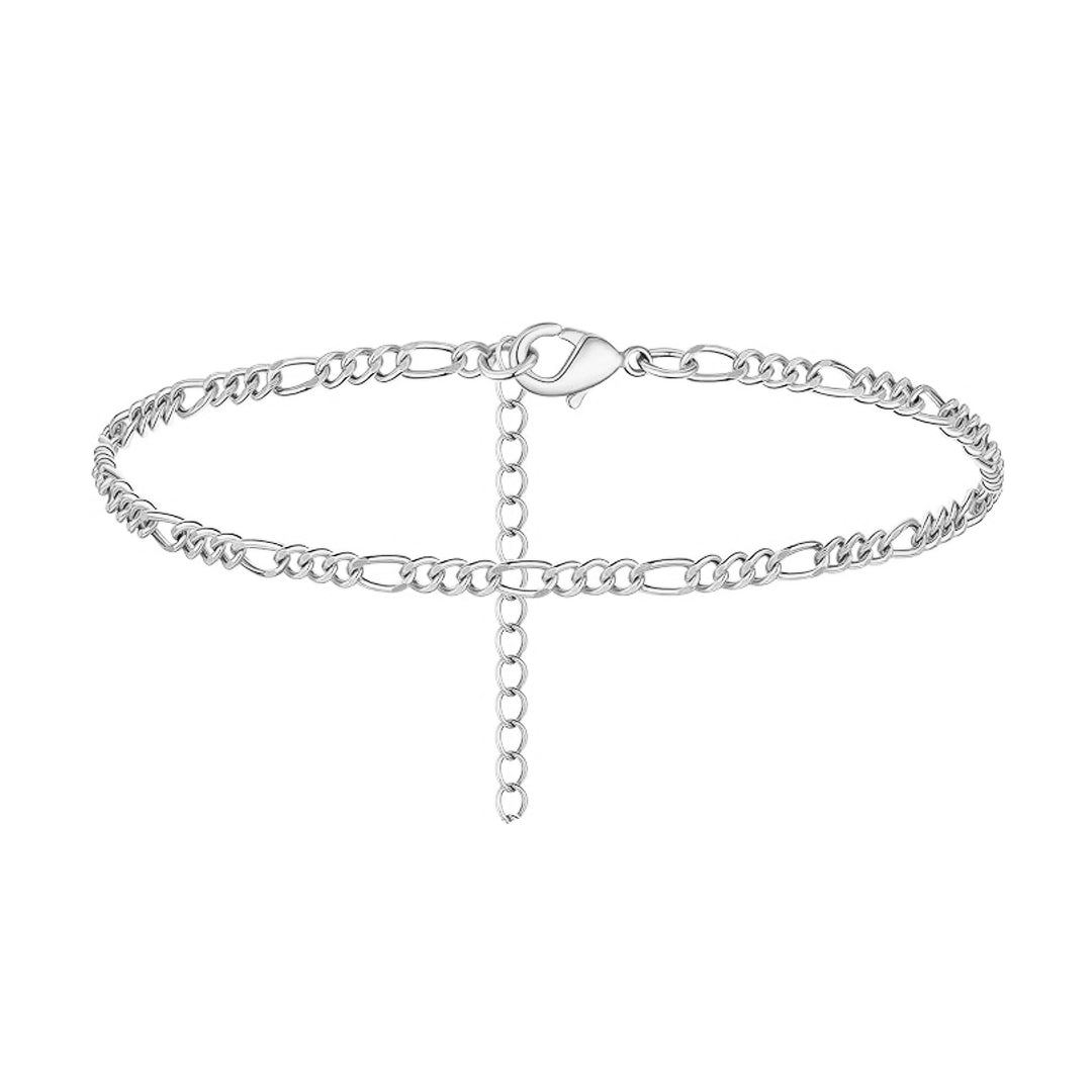 LUDWIG. Silver Figaro Chain Bracelet