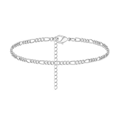 LUDWIG. Silver Figaro Chain Bracelet