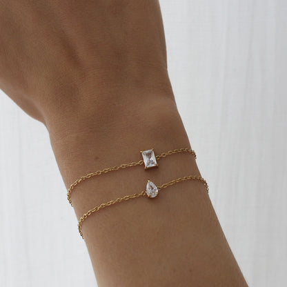 LUNAE. Gold Crystal Dainty Bracelet Set