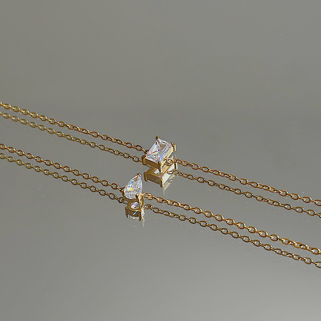 LUNAE. Gold Crystal Dainty Bracelet Set
