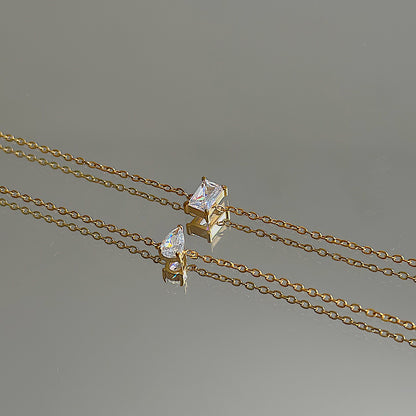 LUNAE. Gold Crystal Dainty Bracelet Set