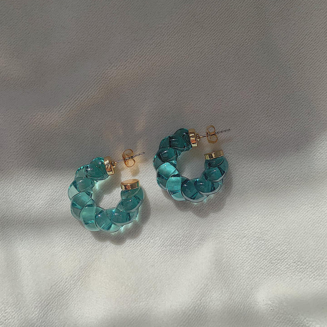 MIST. Blue Rope Twist Hoop Earrings