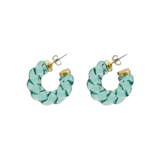 MIST. Blue Rope Twist Hoop Earrings