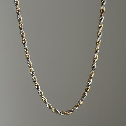 MONARCH. Gold Silver Mixed Metal Rope Necklace