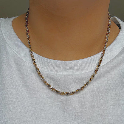 MONARCH. Gold Silver Mixed Metal Rope Necklace