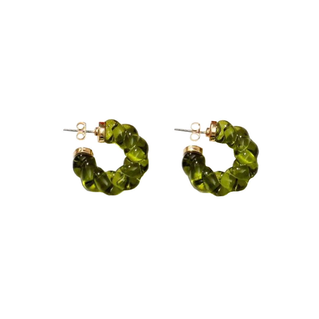 MOSS. Green Rope Twist Hoop Earrings