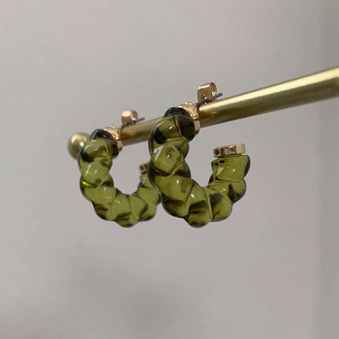 MOSS. Green Rope Twist Hoop Earrings
