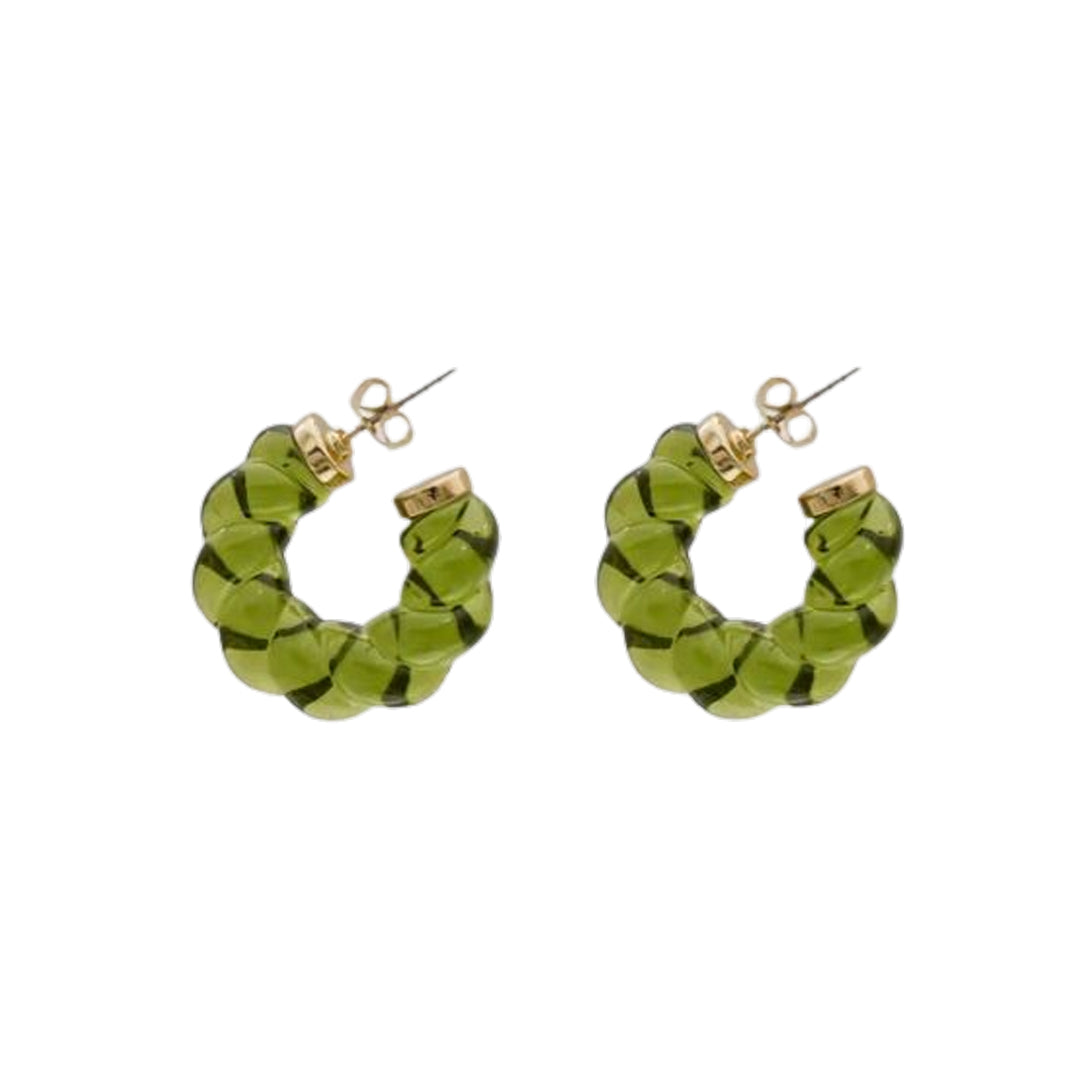 MOSS. Green Rope Twist Hoop Earrings