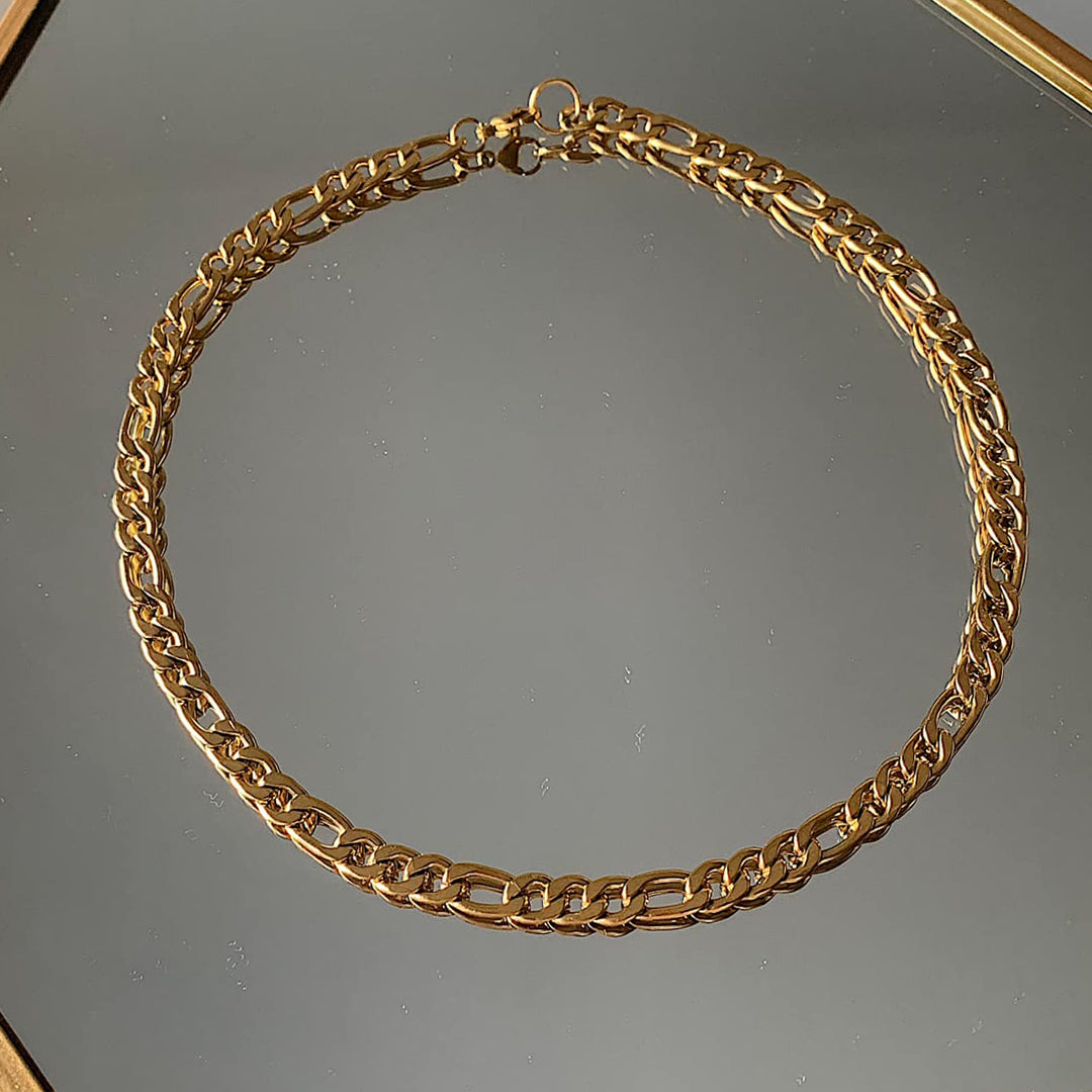 MOZART XL. Chunky Gold Figaro Chain Necklace