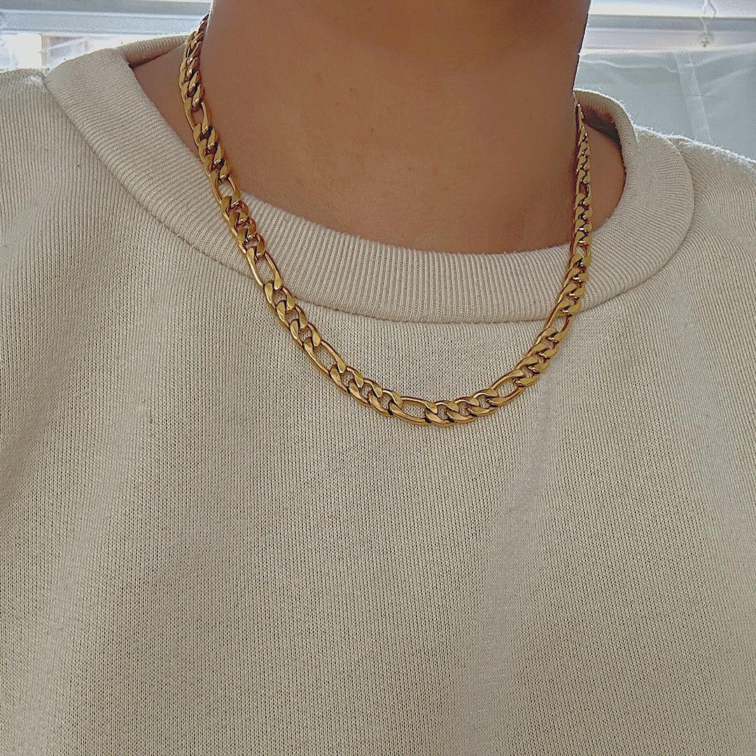 MOZART XL. Chunky Gold Figaro Chain Necklace