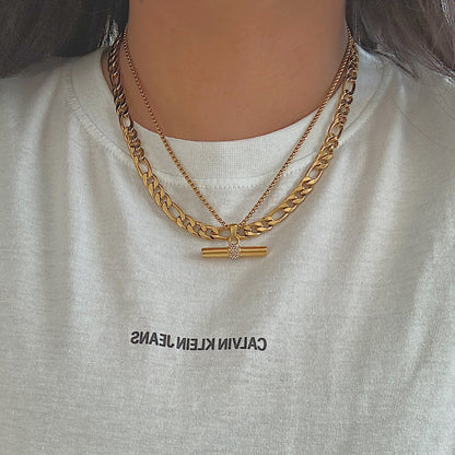 AURELIE. Crystal T Bar Necklace
