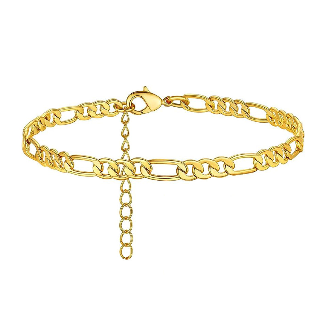MOZART XL. Gold Figaro Chain Anklet