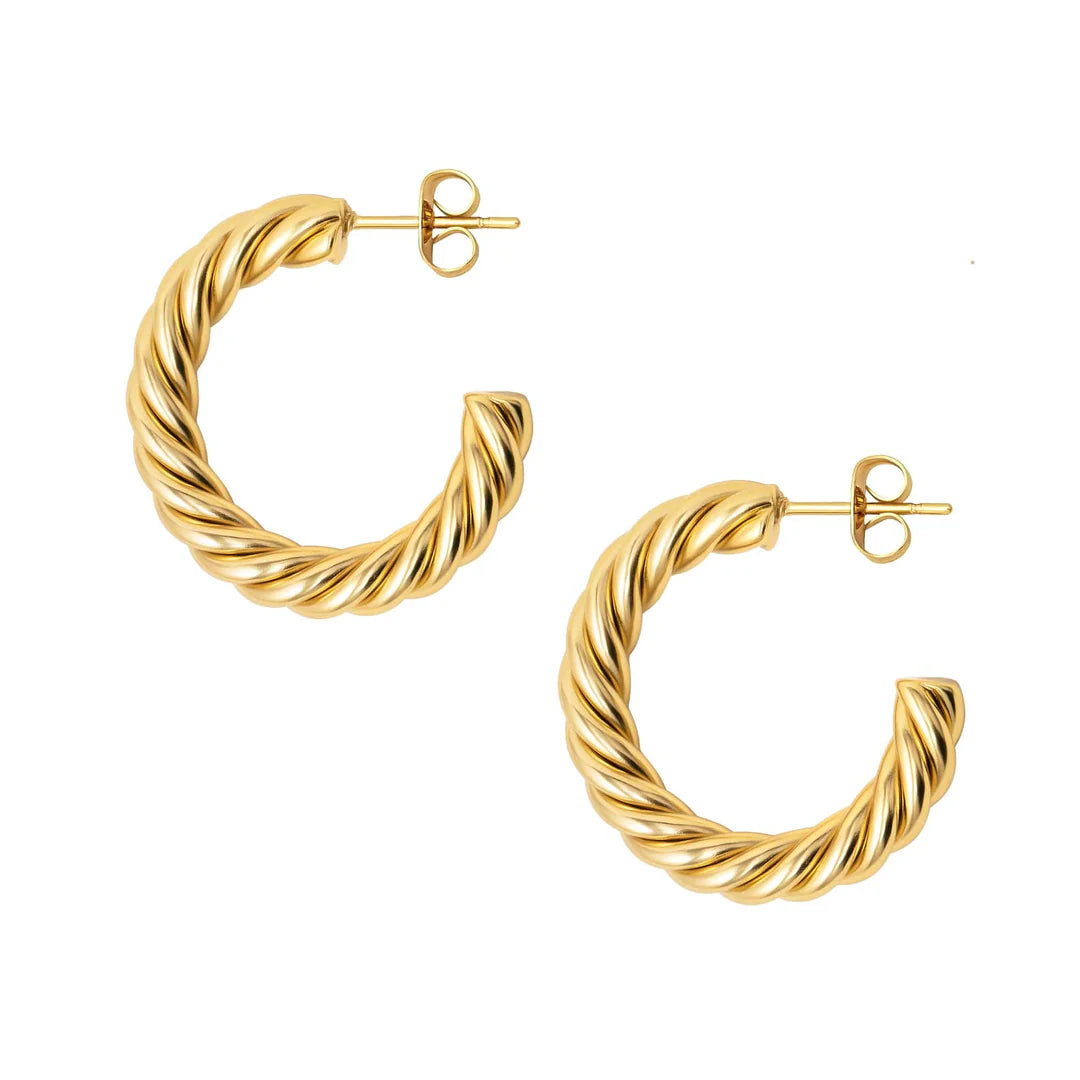 MUSE. Gold Twist Hoop Earrings