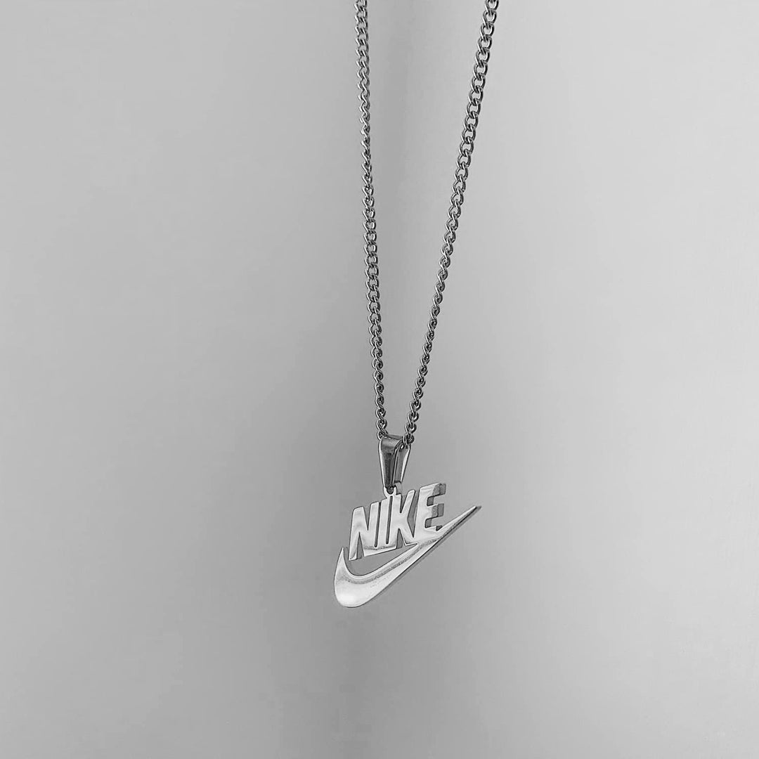 NIKE. Silver Swoosh Pendant Necklace