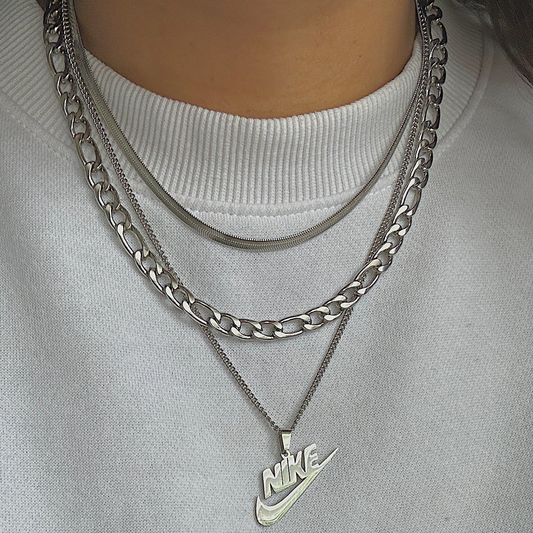LUDWIG XL. Chunky Silver Figaro Chain Necklace