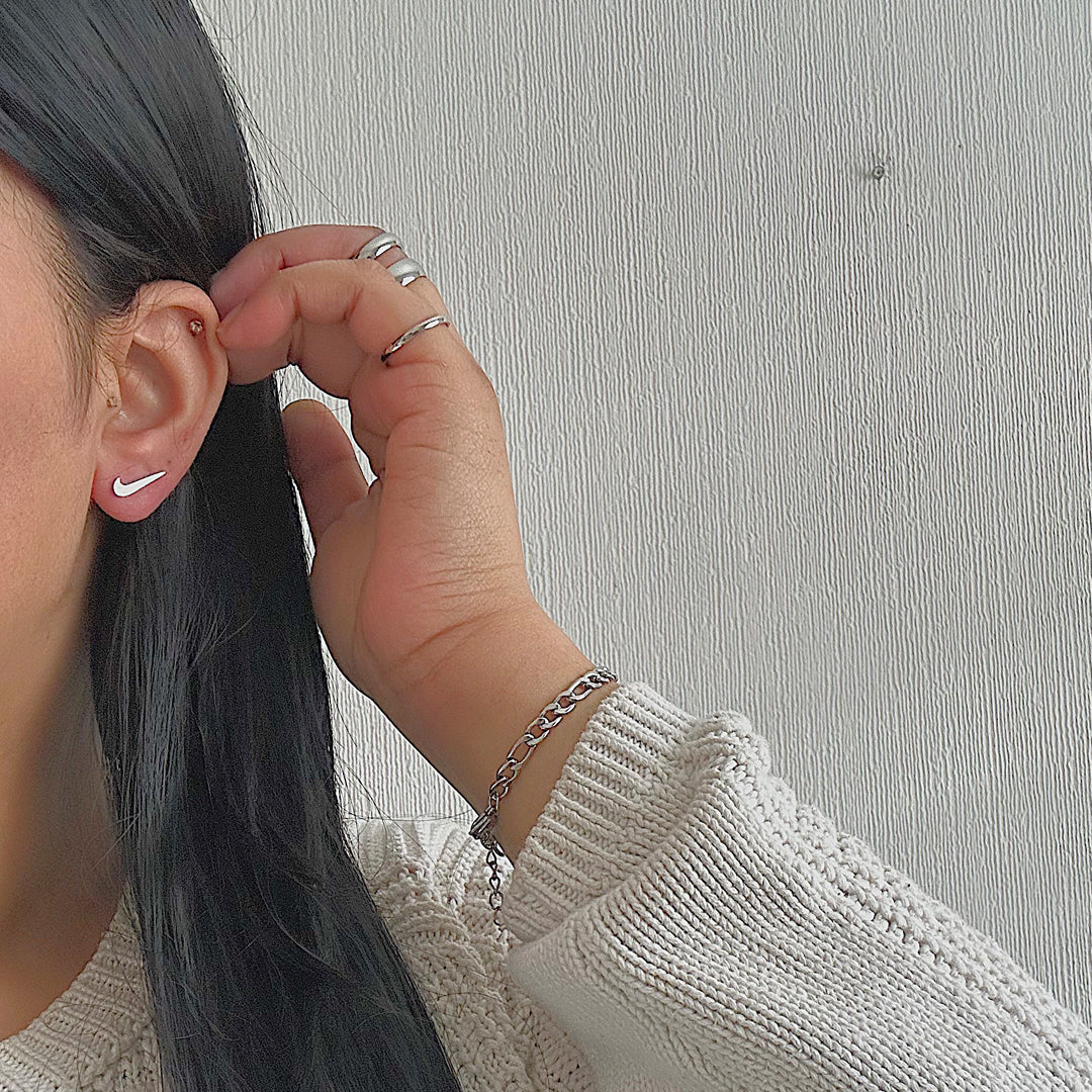 NIKE. Silver Swoosh Stud Earrings IMPERFECT