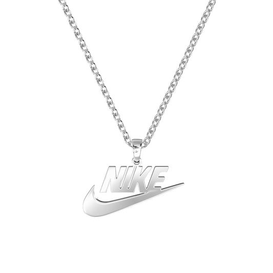 NIKE. Silver Swoosh Pendant Necklace