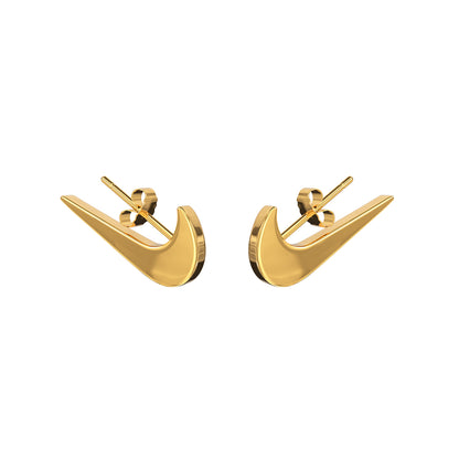 NIKE. Gold Swoosh Stud Earrings