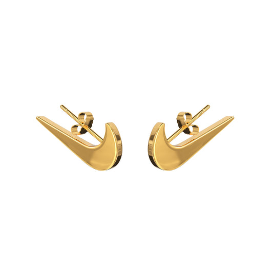 NIKE. Gold Swoosh Stud Earrings IMPERFECT