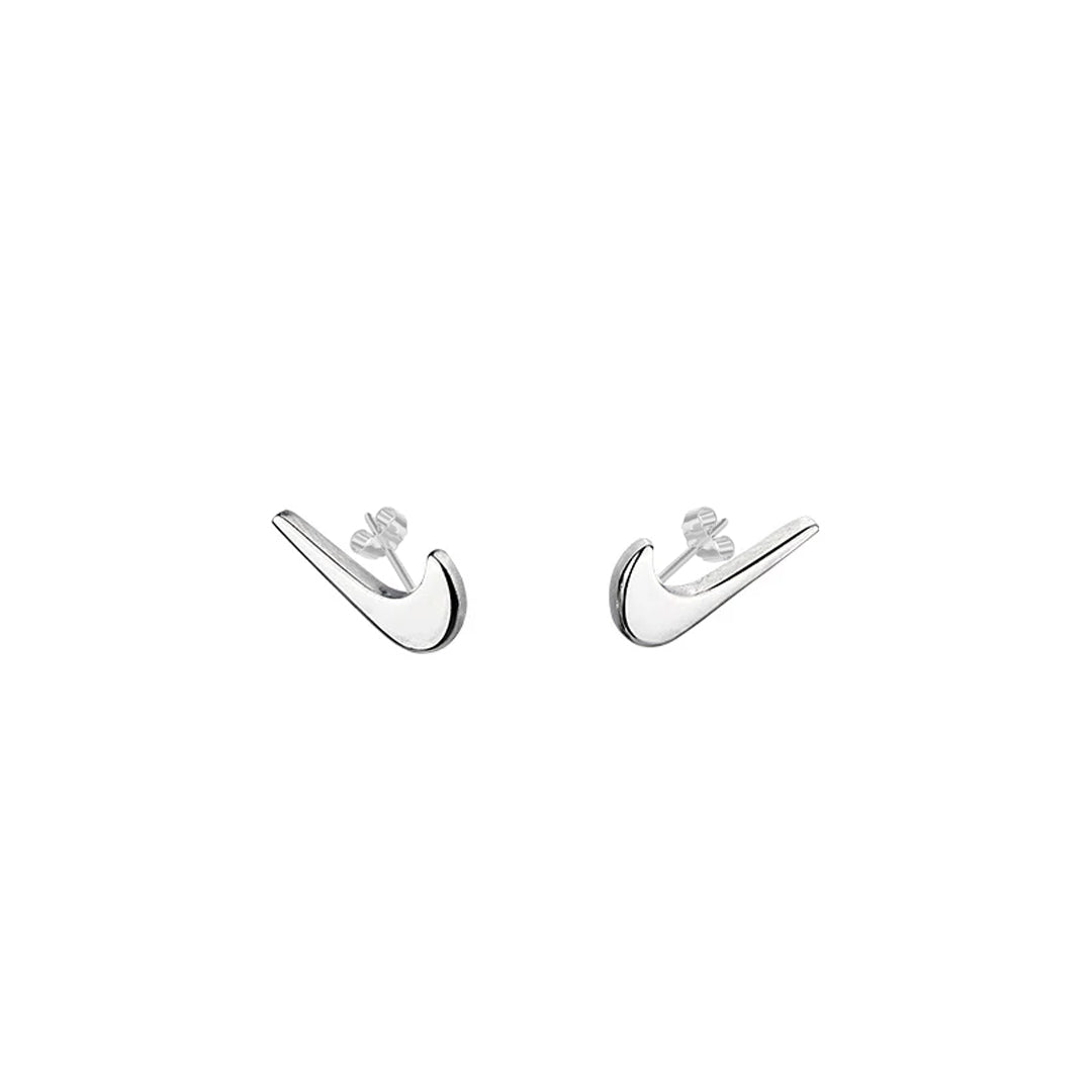 NIKE. Silver Swoosh Stud Earrings IMPERFECT