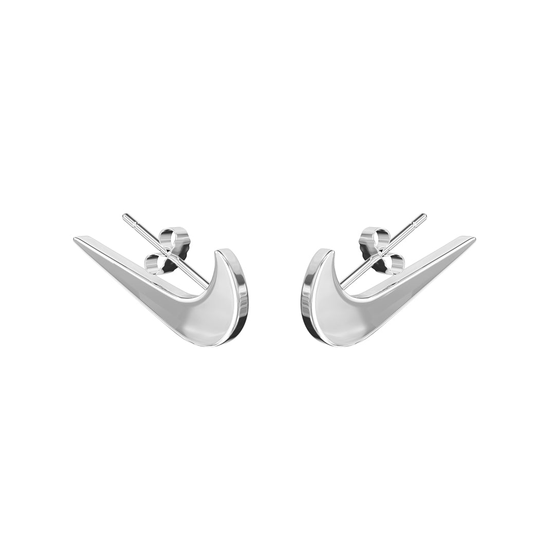 NIKE. Silver Swoosh Stud Earrings IMPERFECT
