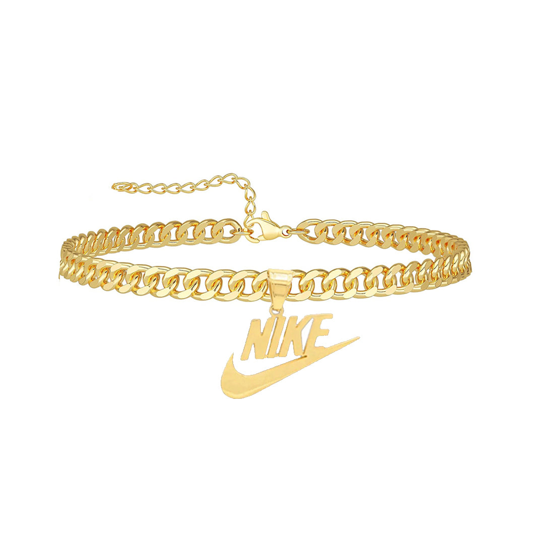 NIKE. Gold Swoosh Pendant Anklet IMPERFECT