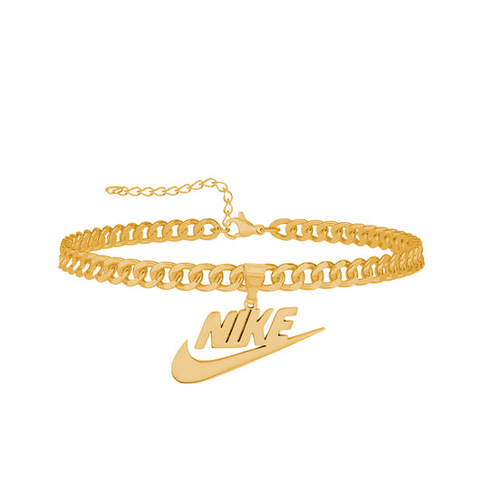NIKE. Gold Swoosh Pendant Anklet