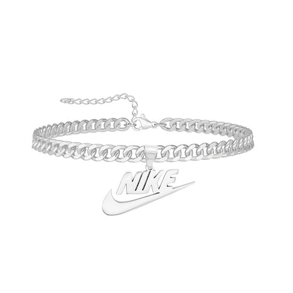 NIKE. Silver Swoosh Pendant Anklet