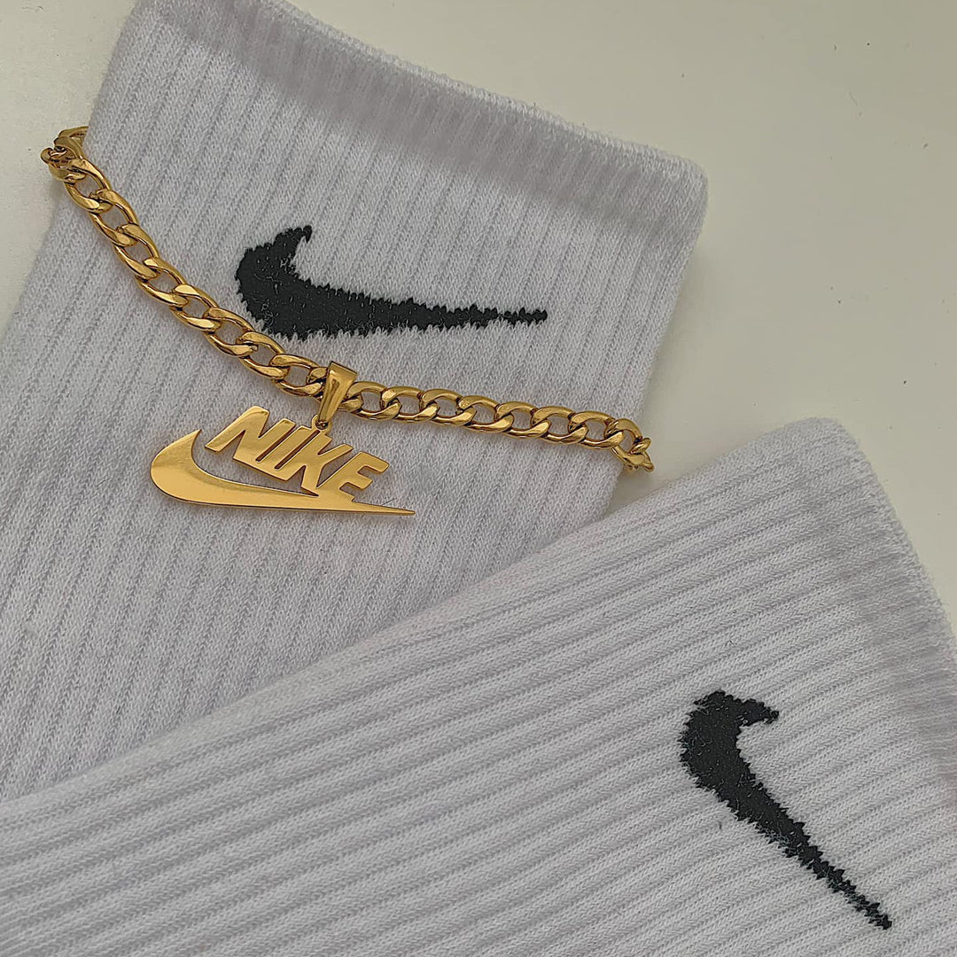 NIKE. Gold Swoosh Pendant Anklet IMPERFECT