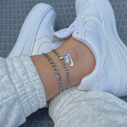 NIKE. Silver Swoosh Pendant Anklet