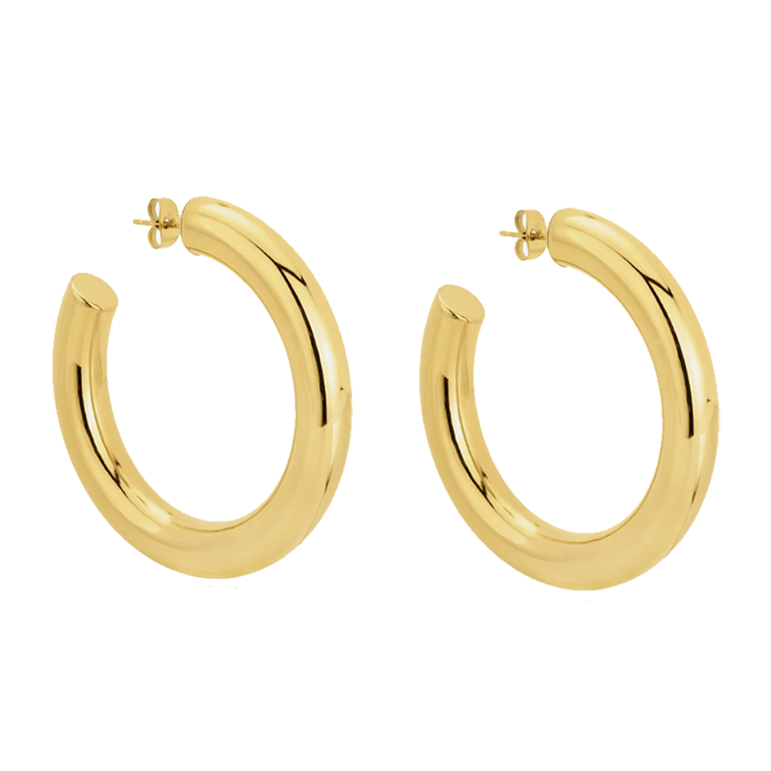 OFF DUTY. Gold Large Classic Hoop Earrings