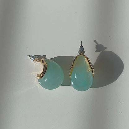 OYSTER. Turquoise Blue Marble Earrings