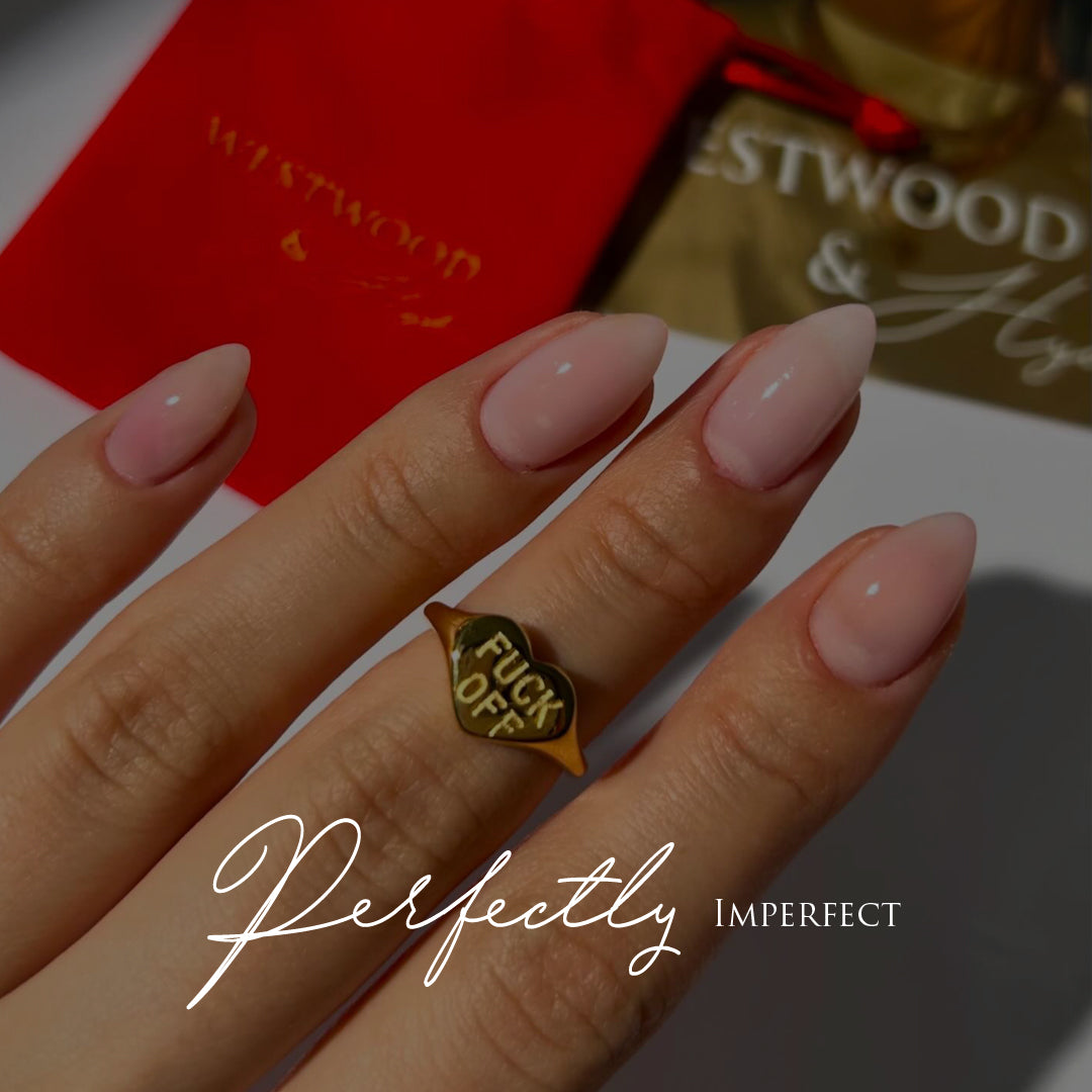 FUCK OFF. Heart Signet Ring IMPERFECT