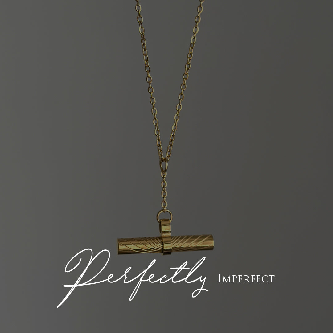 ELYSIAN. Gold Drop T Bar Necklace IMPERFECT