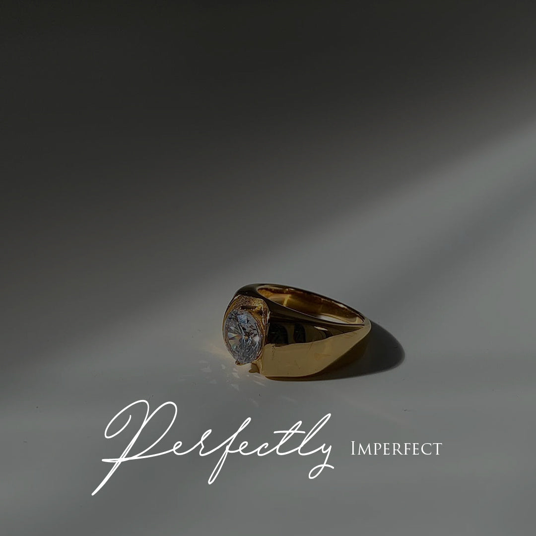 ATELIER. Gold Crystal Dome Statement Ring IMPERFECT