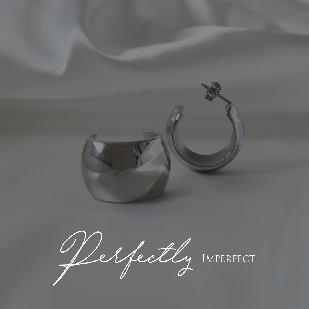 RYDER. Silver Wide Hoop Earrings IMPERFECT
