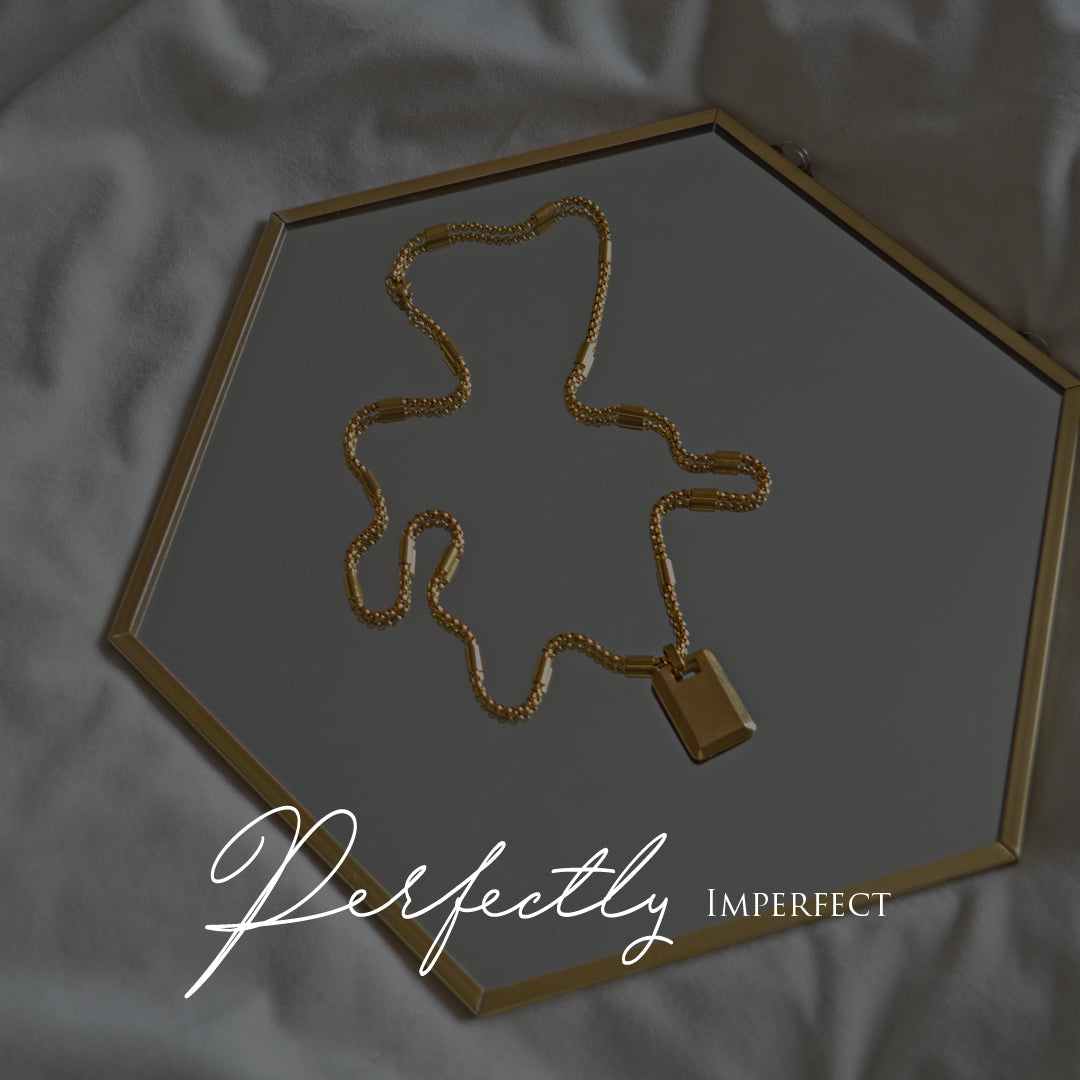 CATHEDRAL. Gold XL Statement ID Tag Necklace IMPERFECT