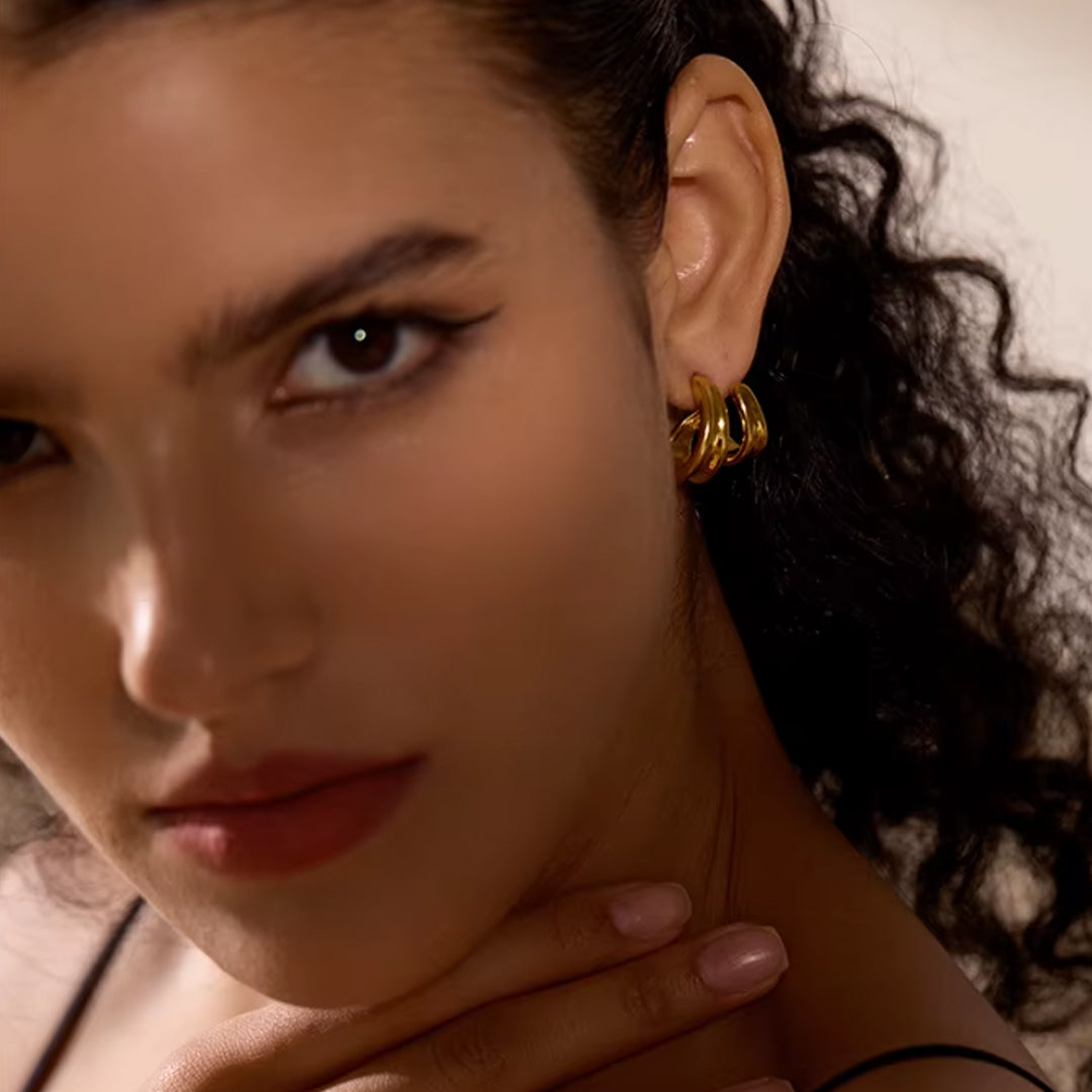RAPTURE. Gold Wrap Cuff Hoop Earrings