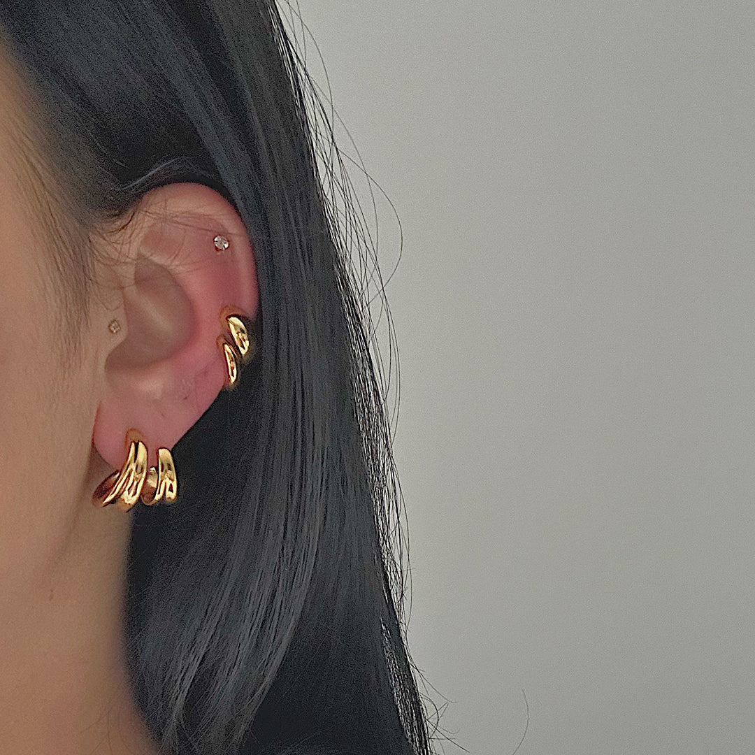 RAPTURE. Gold Wrap Cuff Hoop Earrings