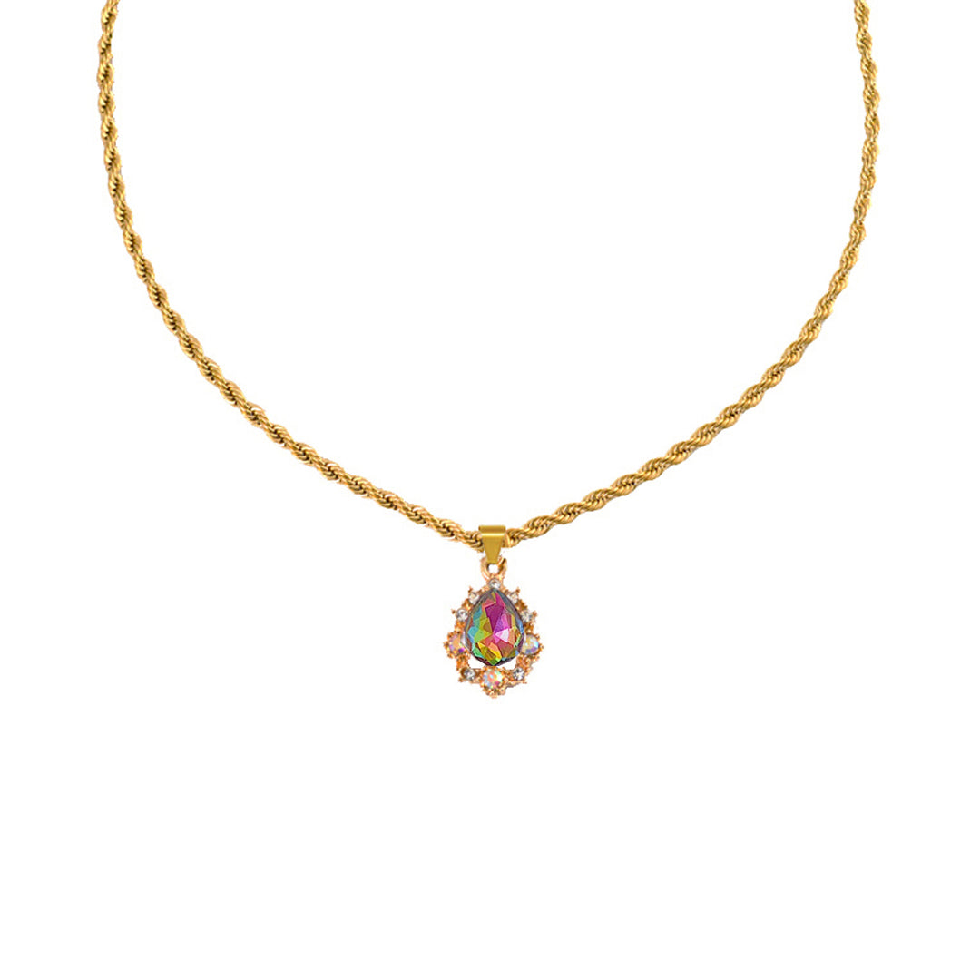 REIGN. Rainbow Crystal Teardrop Pendant Necklace