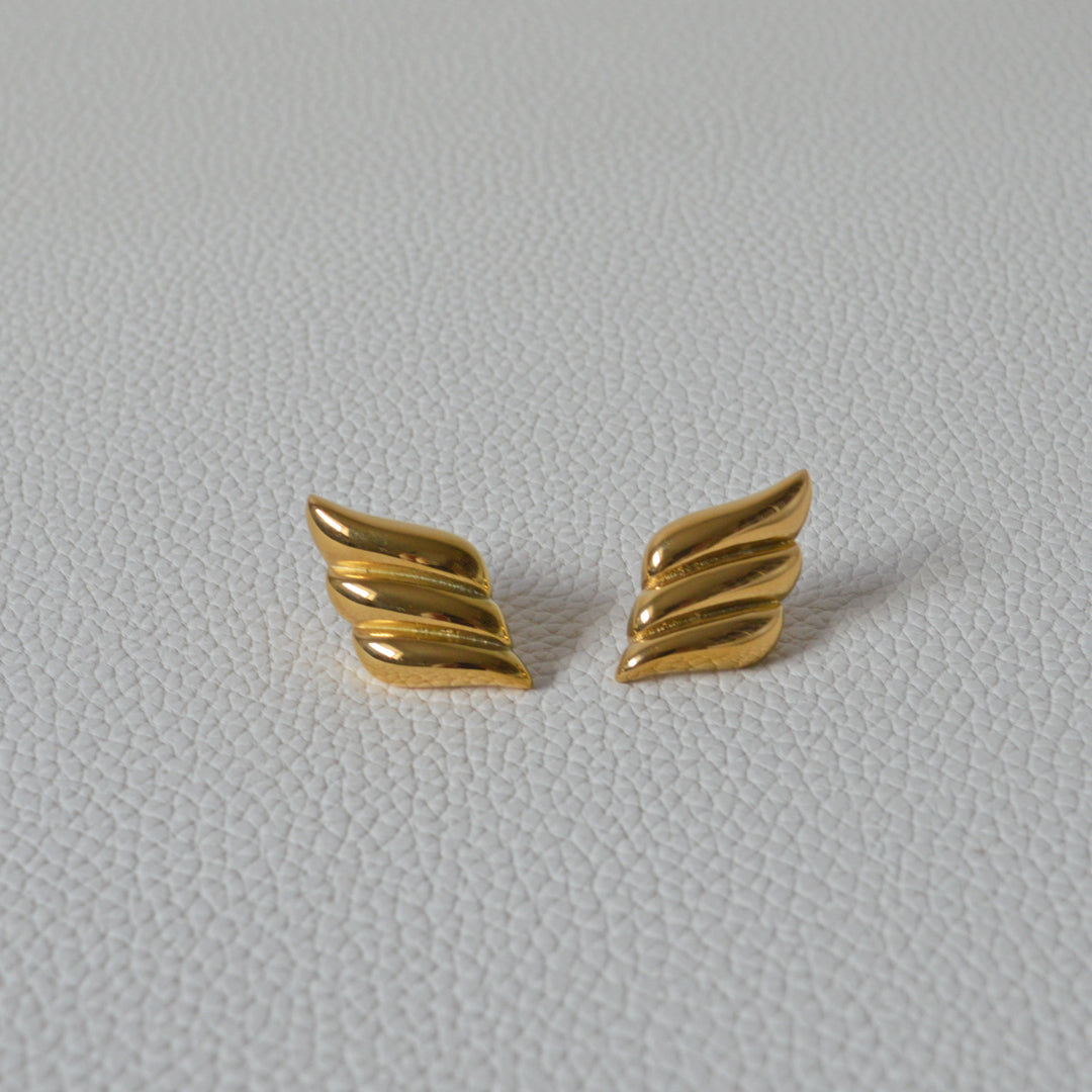 RHAPSODY. Gold Wing Statement Stud Earrings