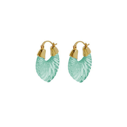 SAGE. Pastel Green Shell Earrings