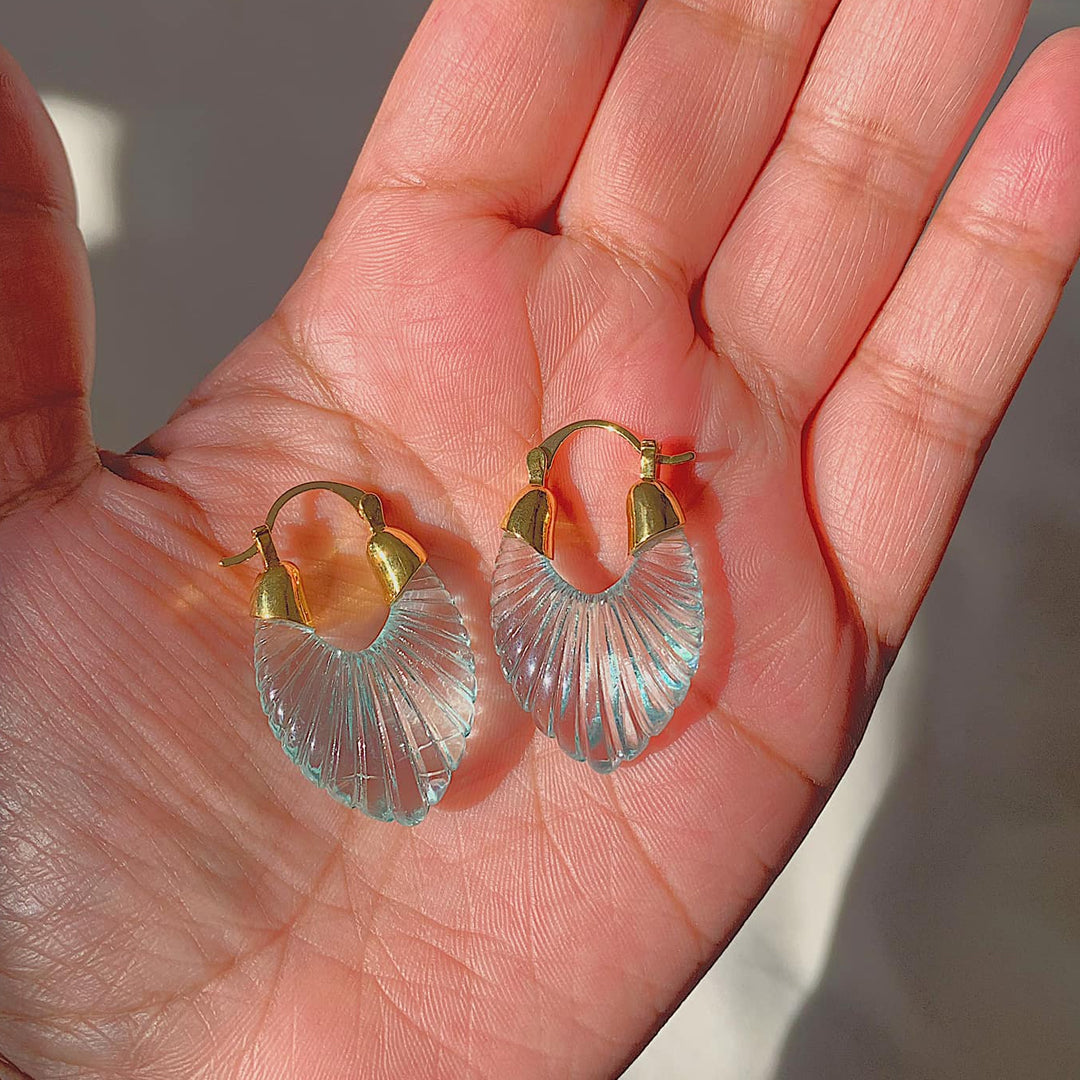 SAGE. Pastel Green Shell Earrings