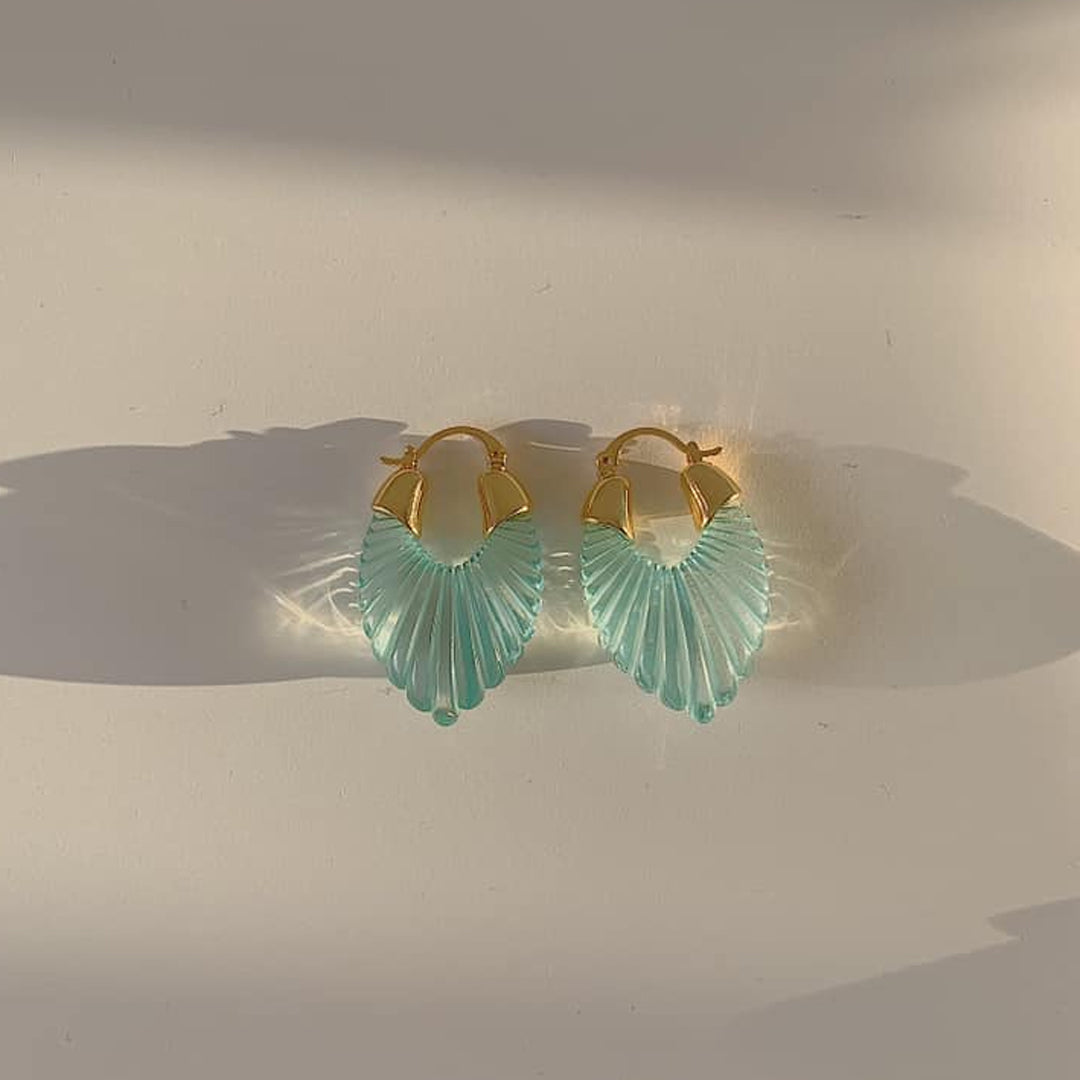 SAGE. Pastel Green Shell Earrings