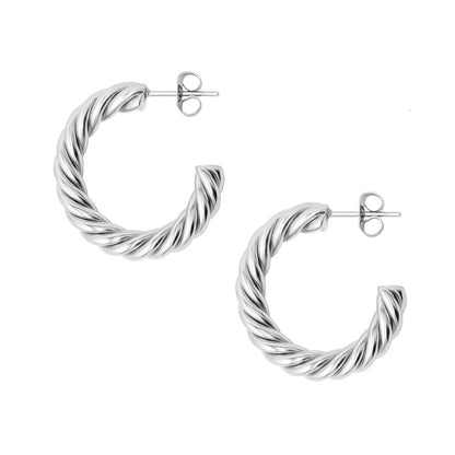 SAINT. Silver Twist Hoop Earrings