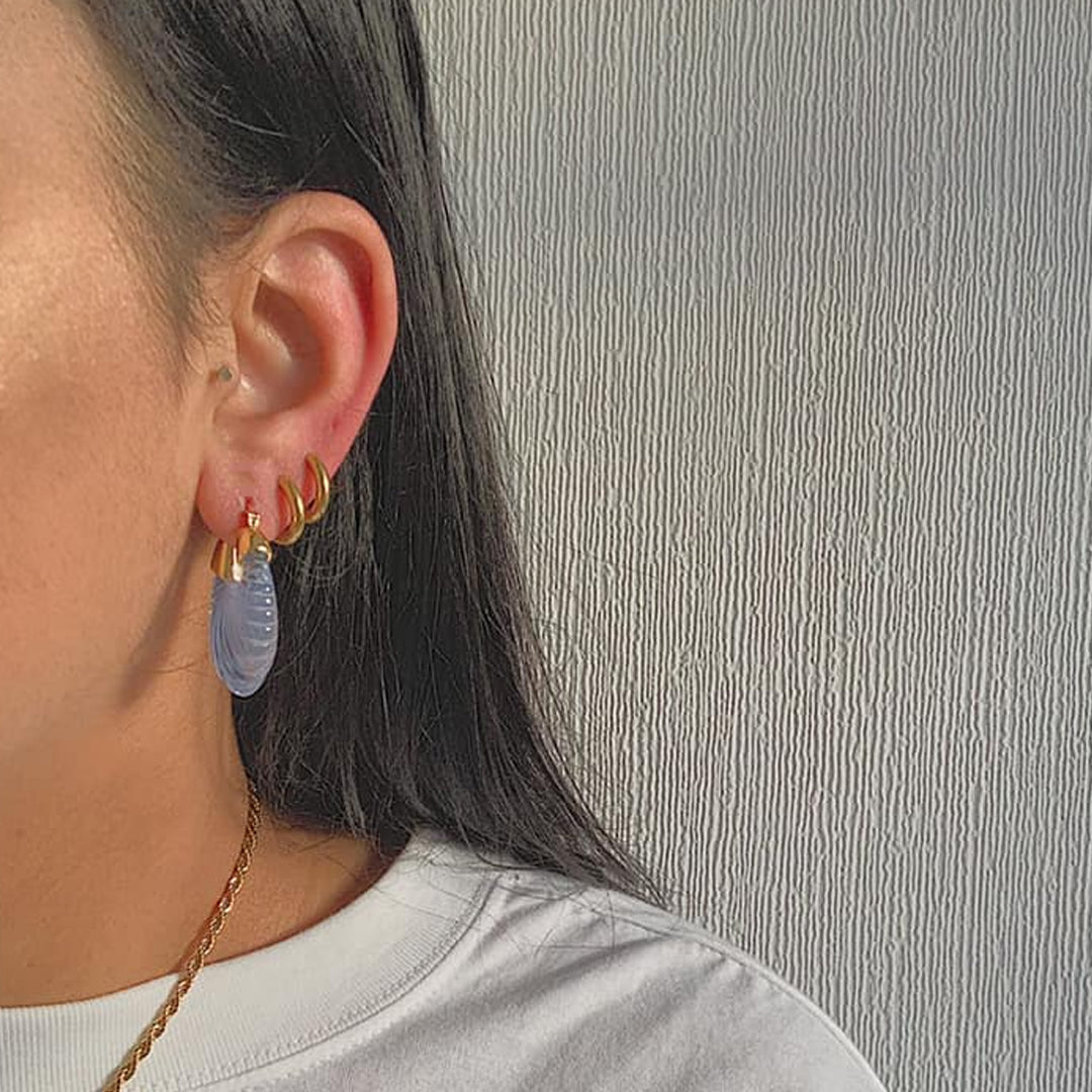 SEPHER. Pastel Blue Shell Earrings