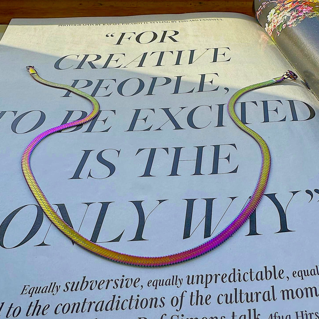 SERPENTINE CIRCUS. Rainbow Snake Chain Necklace
